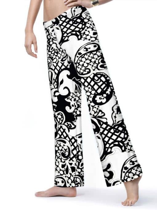 Nylon Spandex Palazzo Pants Style 105D62 BW