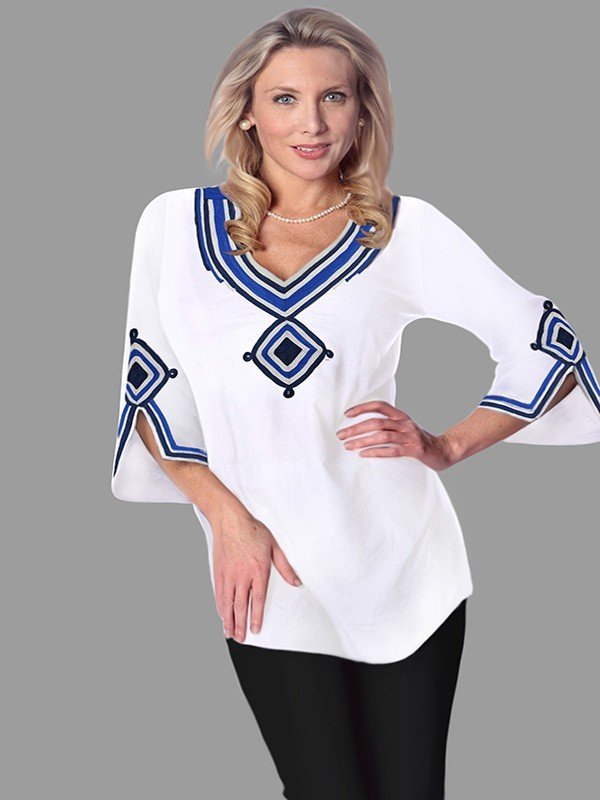 Embroidered Linen Tunic Style 180Q38 WM