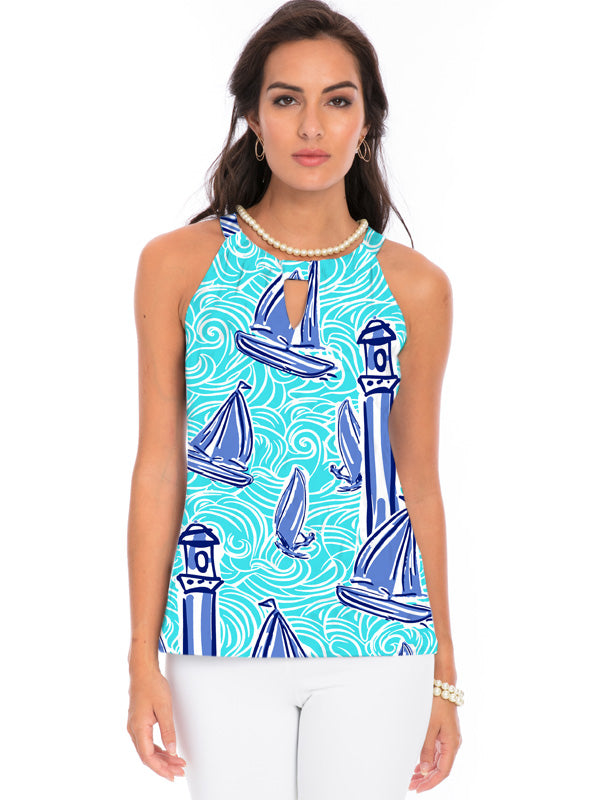 Engineered Knit top Sleeveless Halter Neck Style 183C49 RM