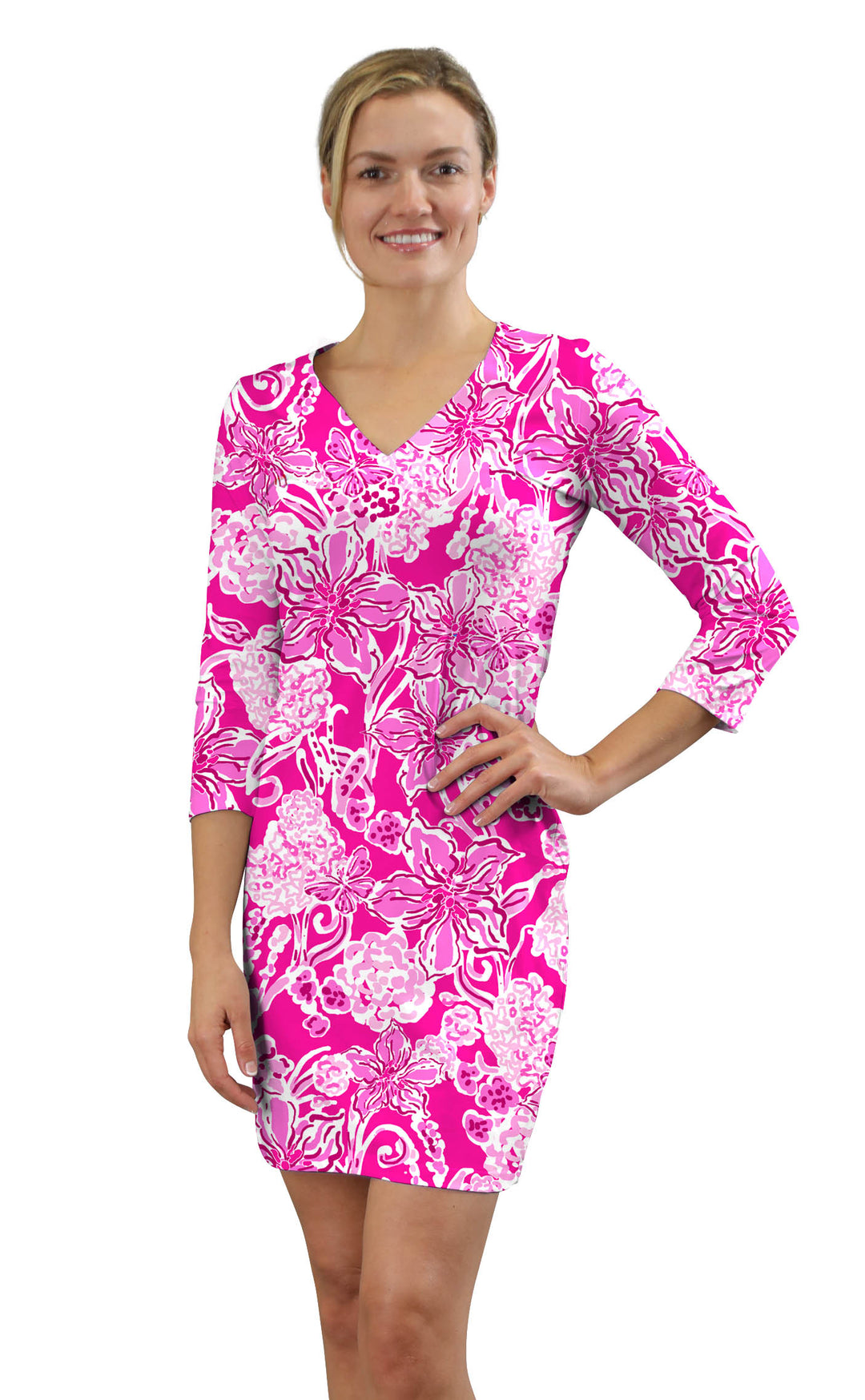 Cotton Knit Dress V-Neck Style 220E82-P