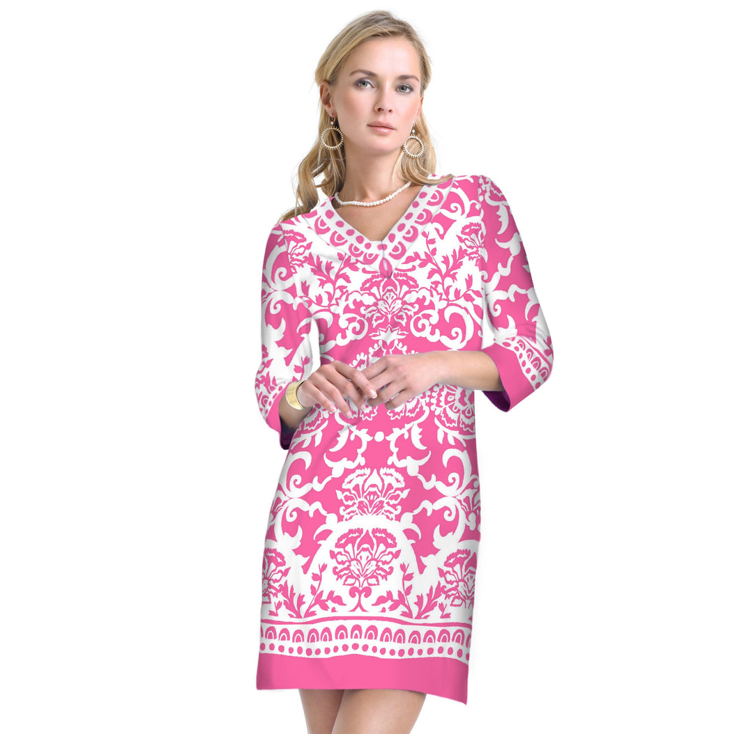 Engineered Knit Dress V-Neck Style 220C77-HP