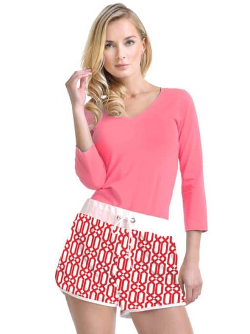 Cotton Knit Printed Short Style 252B21 RED