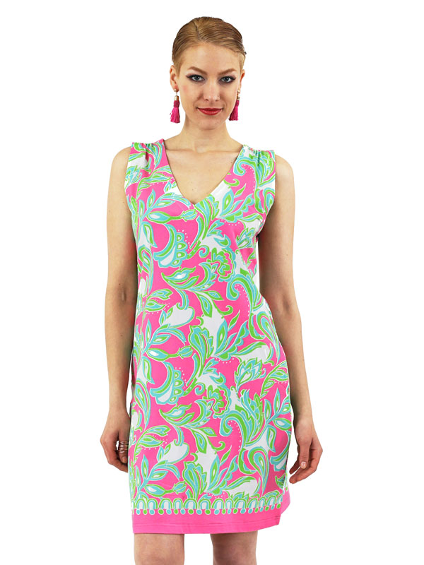 Engineered Knit Dress Sleeveless V-Neck Style 296E95 PL