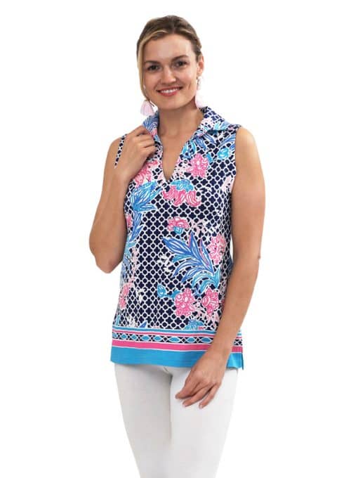 Engineered Knit Sleeveless Collared Top Style 326E80 NP