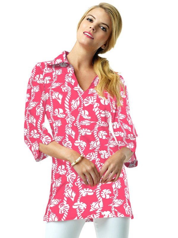 Nylon Spandex Shirt Collar Tunic Style 329C90 F