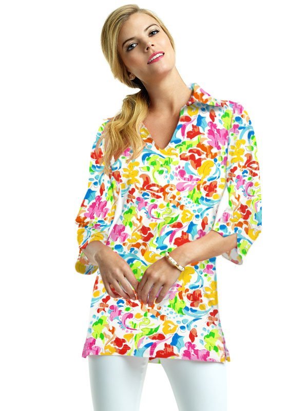 Nylon Spandex Tunic Shirt Collar Style 329D61 MI