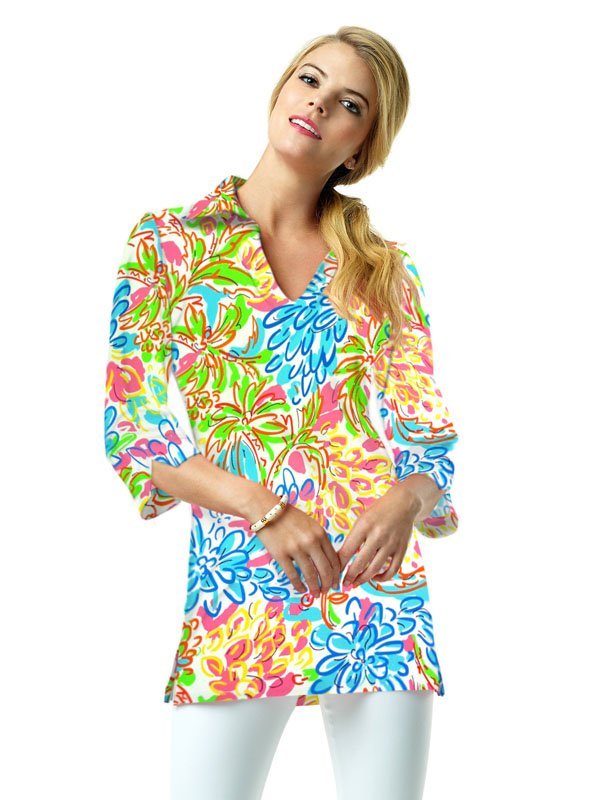 Nylon Spandex Tunic Shirt Collar Style 329D64 TM