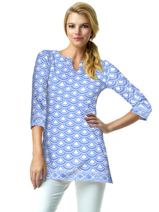 Engineered Knit Tunic Slit Neck Style 380A74-B
