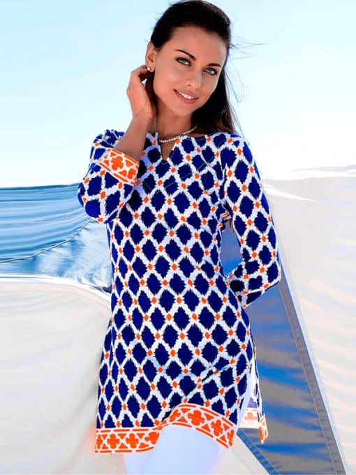 Engineered Knit Tunic Slit Neck Style 380B15 RR