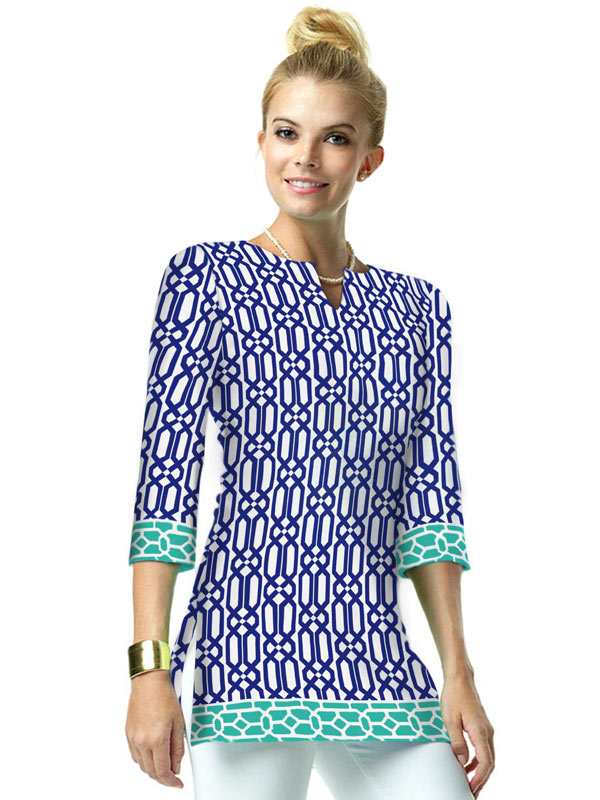 Engineered  Knit Tunic Slit Neck Style 380B21 NT