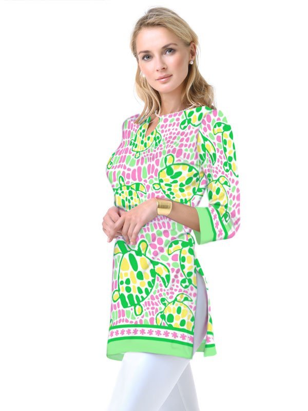 Engineered Knit Tunic Slit Neck Style 380C84 P