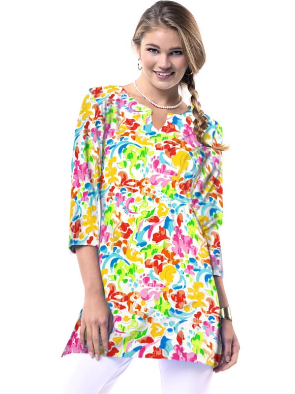 Nylon Spandex Tunic Slit Neck Style 380D61 MI