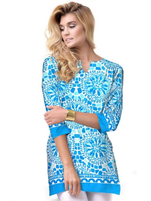Engineered Knit Tunic Slit Neck Style 380D68 LBT