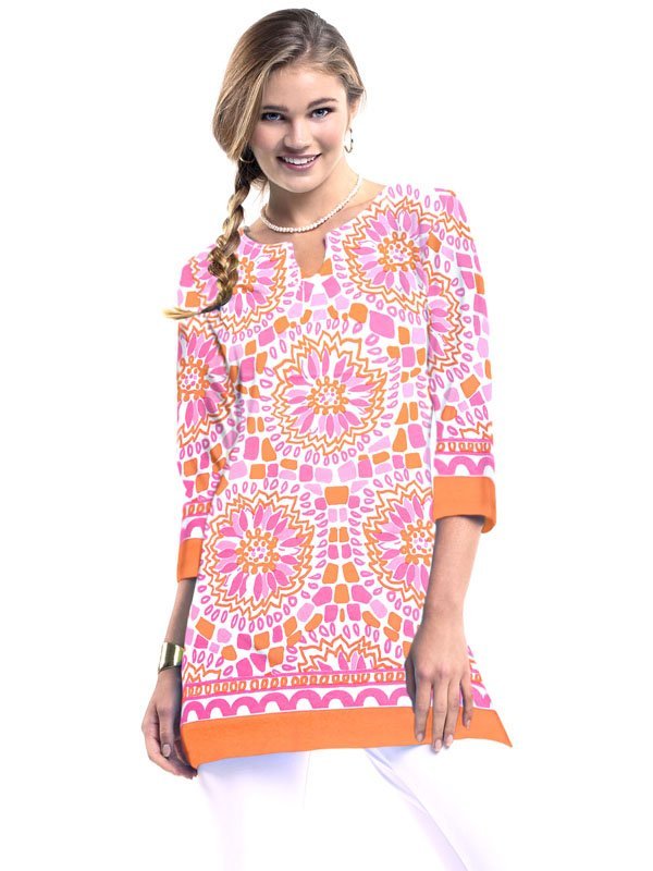 Engineered Knit Tunic Slit Neck Style 380D68 TP