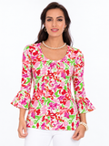 Nylon Spandex Top Scoop Neck Ruffle Sleeve Style 437D61 PM