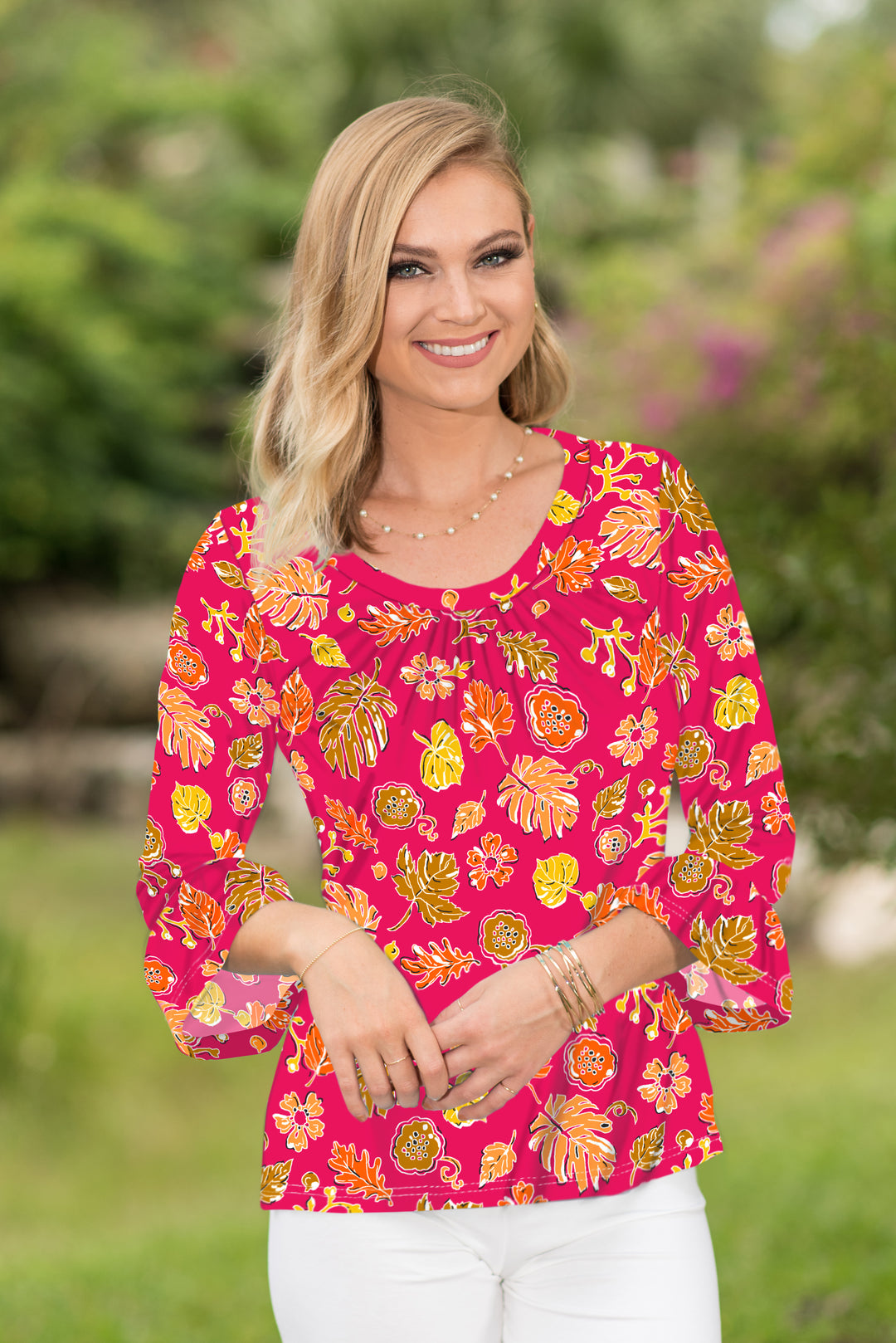 Vintage Scoop Neck Ruffle Sleeve Top 437E51-PM