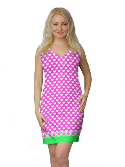Cotton Knit Dress Sleeveless V-Neck Style 442F04 PG
