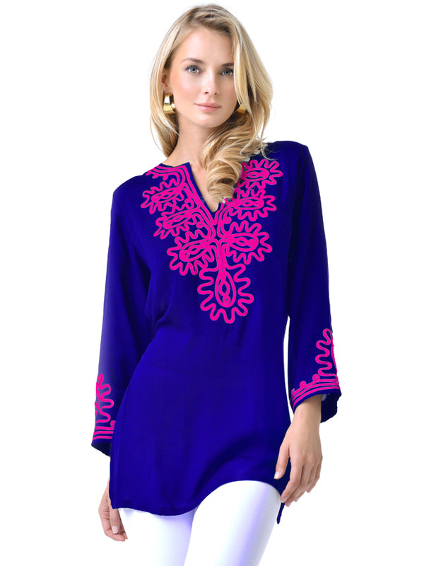 Embroidered Jacquard Silky Rayon Tunic Style 520Q97 RH