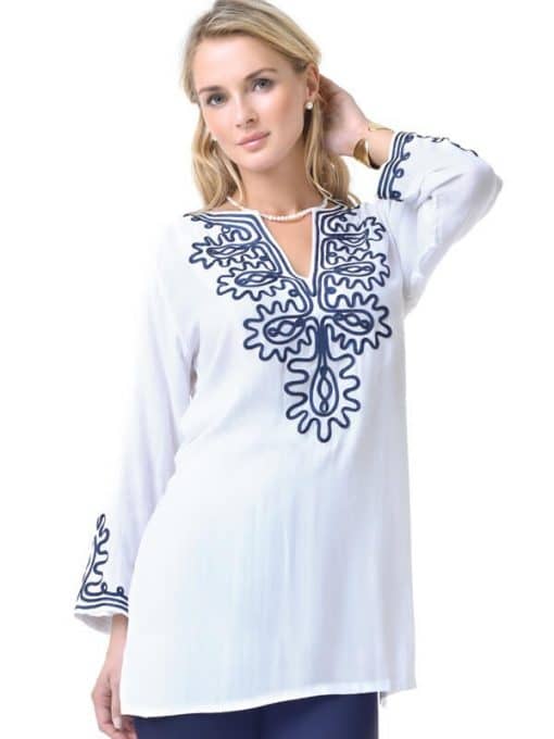Embroidered Jacquard Silky Rayon Tunic Style 520Q97 WN