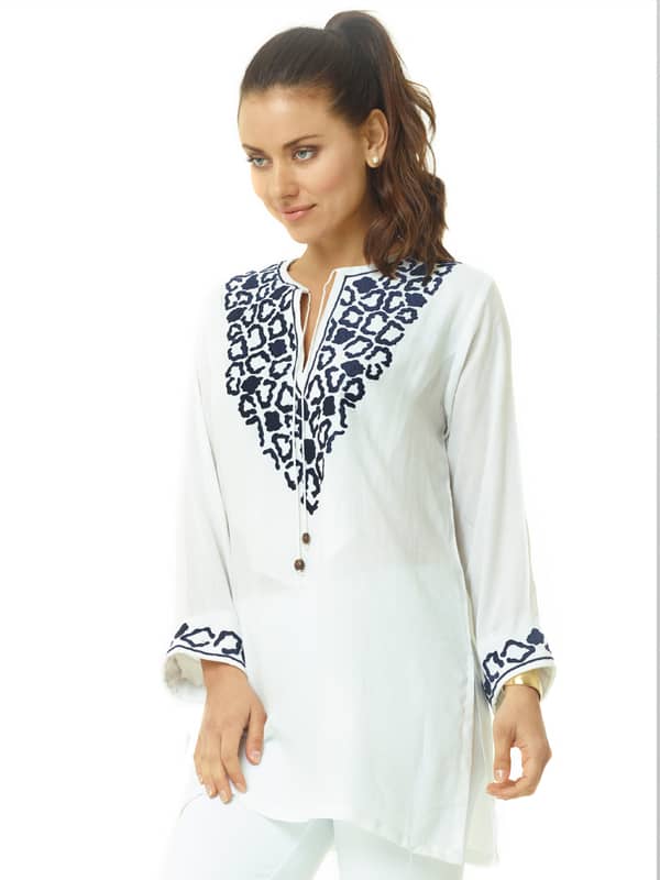 Embroidered Jacquard Silky Rayon Tunic Style 520R23 WN