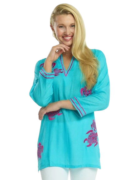 Embroidered Jacquard Silky Rayon Tunic Style 520R68 SH