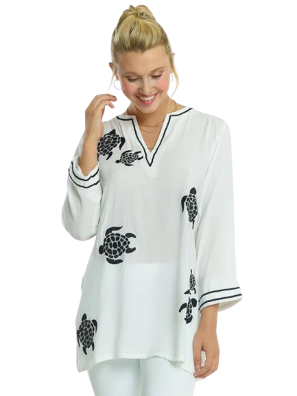 Embroidered Jacquard Silky Rayon Tunic Style 520R68 WB