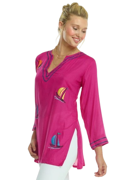 Embroidered Jacquard Silky Rayon Tunic Style 520R69 H