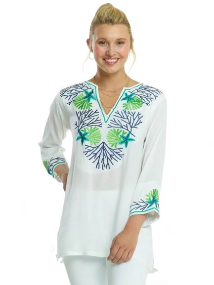 Embroidered Jacquard Silky Rayon Tunic Style 520R70 NJPBG