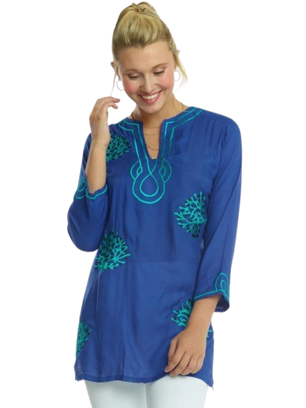Embroidered Jacquard Silky Rayon Tunic Style 520R71 RN