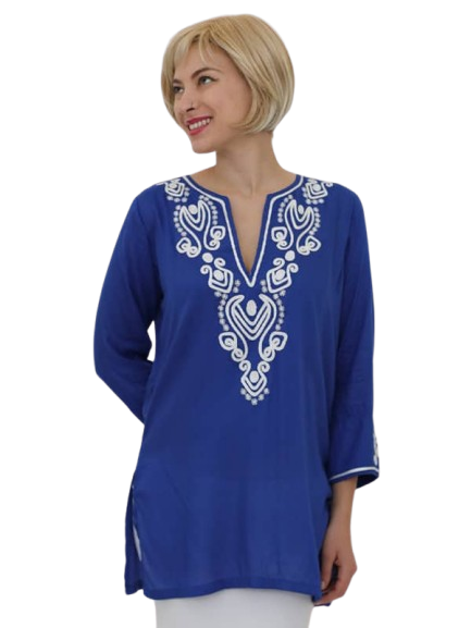 Embroidered Jacquard Silky Rayon Tunic Style 520T06 RW
