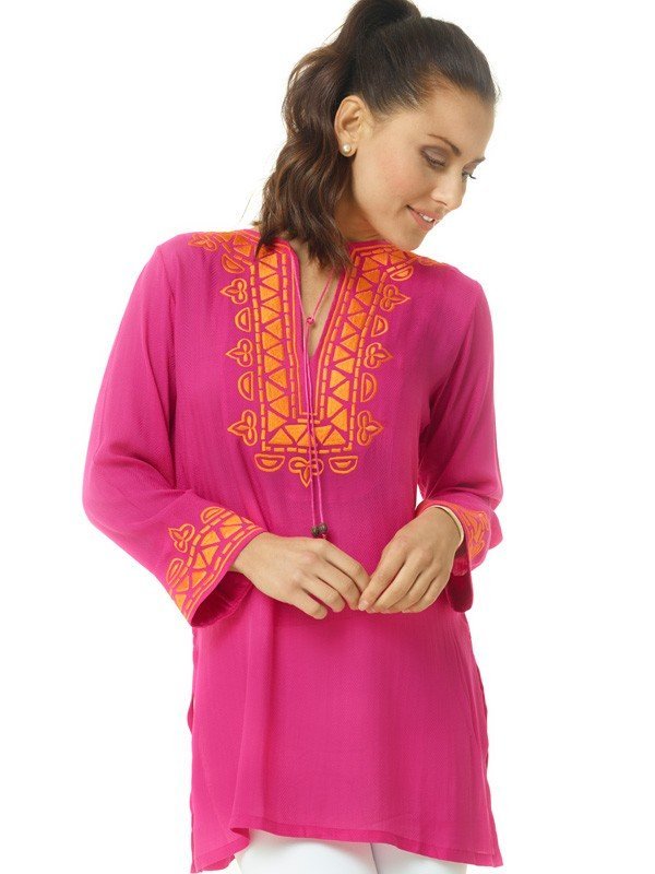 Embroidered Jacquard Silky Rayon Tunic Style 520R27 HO