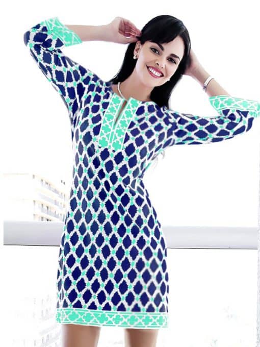 Engineered Knit Dress Slit Neck Style 580B15 NS