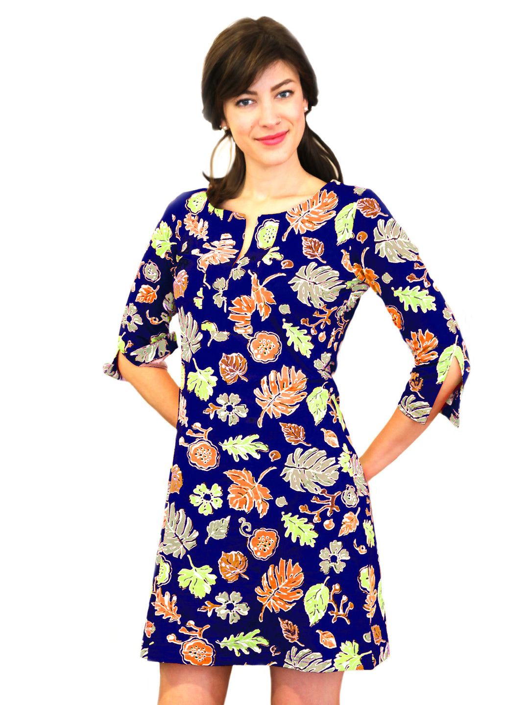 Vintage Knit Dress Slit Neck Style 580E51-NM