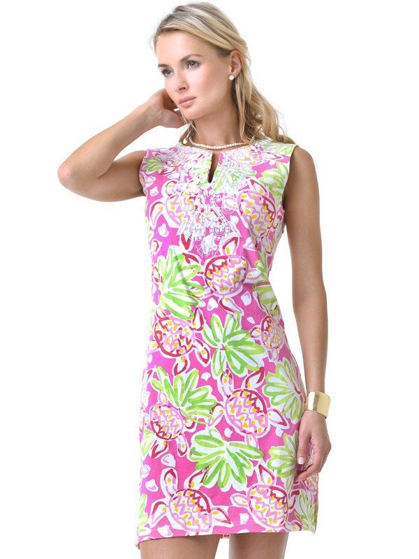 Vintage Knit Sleeveless Emb Dress Slit Neck Style 610B91 LPMP