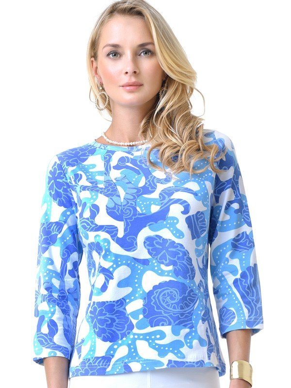 Vintage Print Knit Crew Neck Top Style 670B88 SP