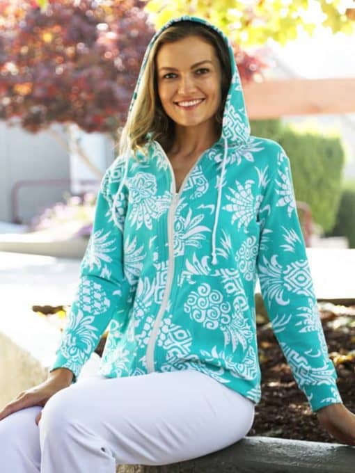 French Terry Zip-Front Hoodie Jacket With Pockets – Style # 759C12 S