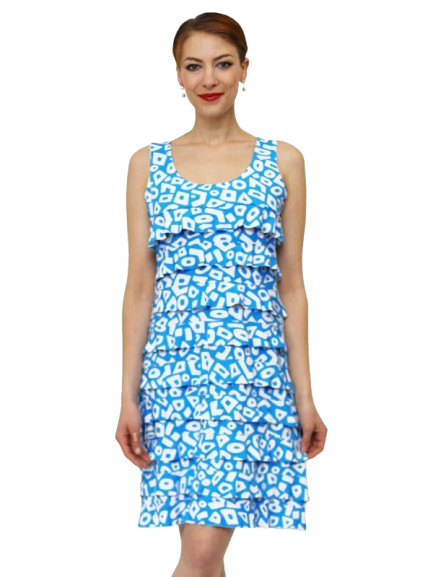 Nylon Spandex Fancy Layered Ruffle Dress 761D60 S