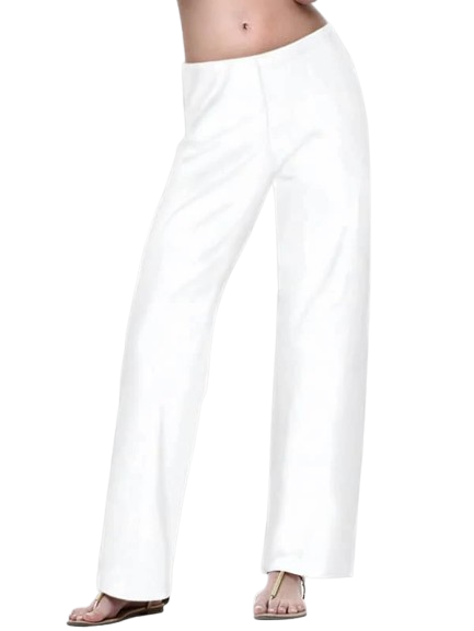 Solid Knit Palazzo Pants Style 105C00 - White