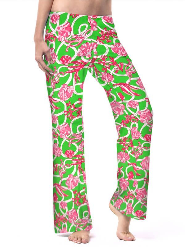 Green Coral palazzo pants, part of the matching 2 piece set