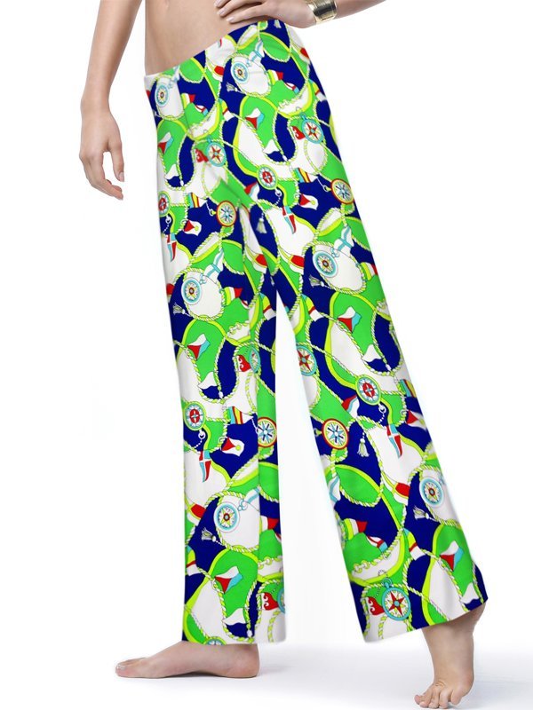 Green Navy palazzo pants, part of the matching 2 piece set