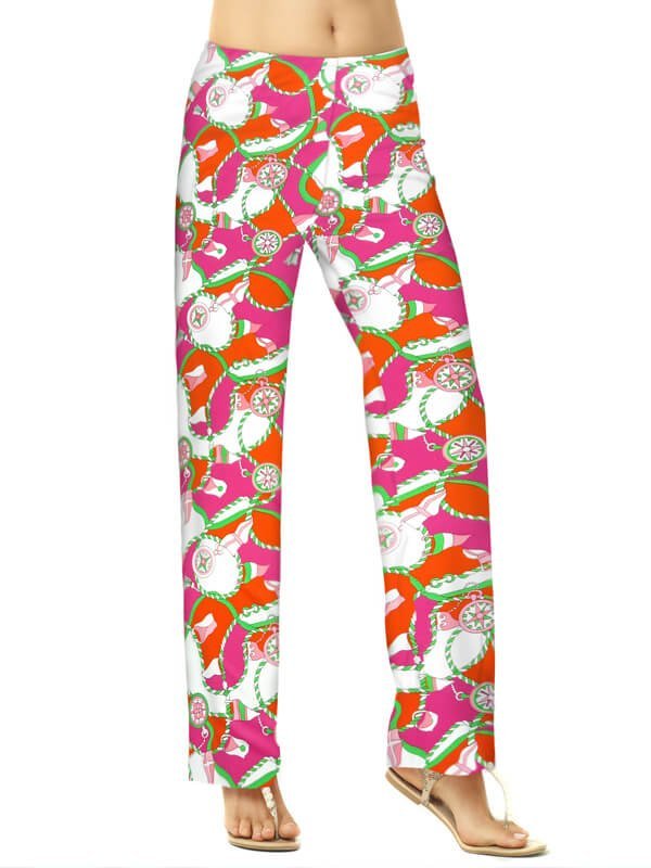 Tangerine Pink palazzo pants, part of the matching 2 piece set