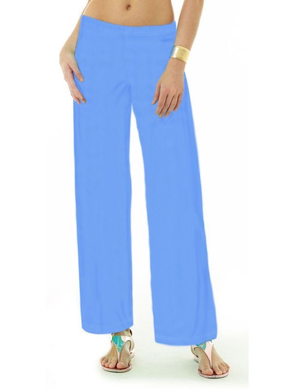 Solid Knit Palazzo Pants Style 105C00 - Blue