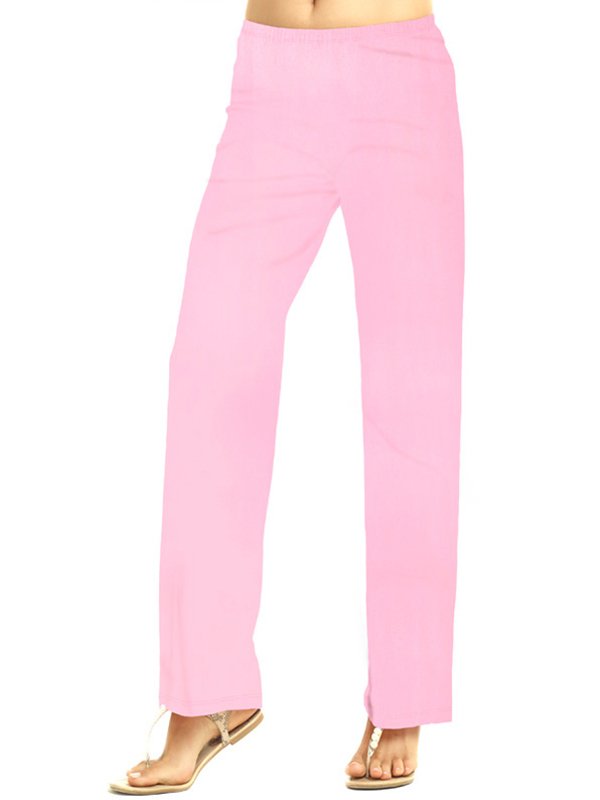 Solid Knit Palazzo Pants Style 105C00 - Baby Pink