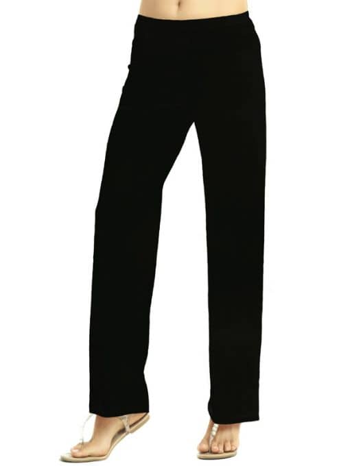 Solid Knit Palazzo Pants Style 105C00 - Black