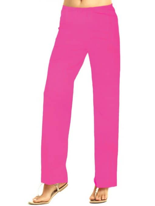 Solid Knit Palazzo Pants Style 105C00 - Hot Pink