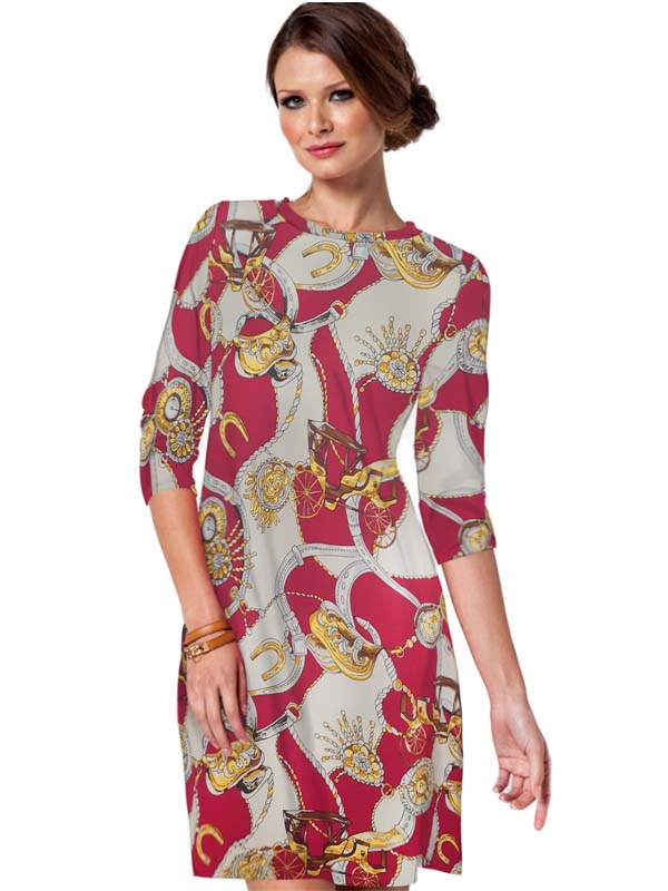 Nylon Spandex Dress Pocket Style 179A17 R Red / X-Small