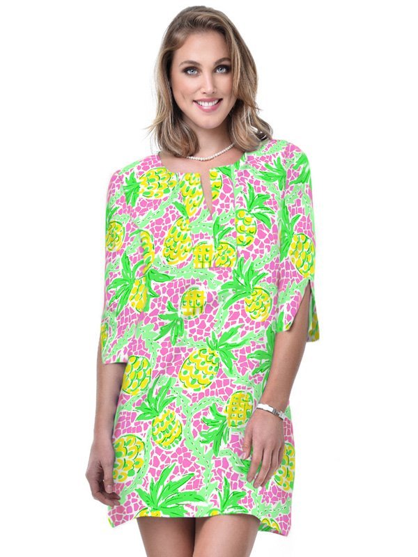 Vintage Knit Dress Slit Neck Style 580C75 HL Hotpink/Lime / Medium Vintage Knit Dress Slit Neck Style 580C75 HL Hotpink/Lime / Medium