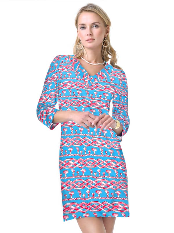 Nylon Spandex Dress V-Neck Style 220D33 PP Peri/Pink / Medium