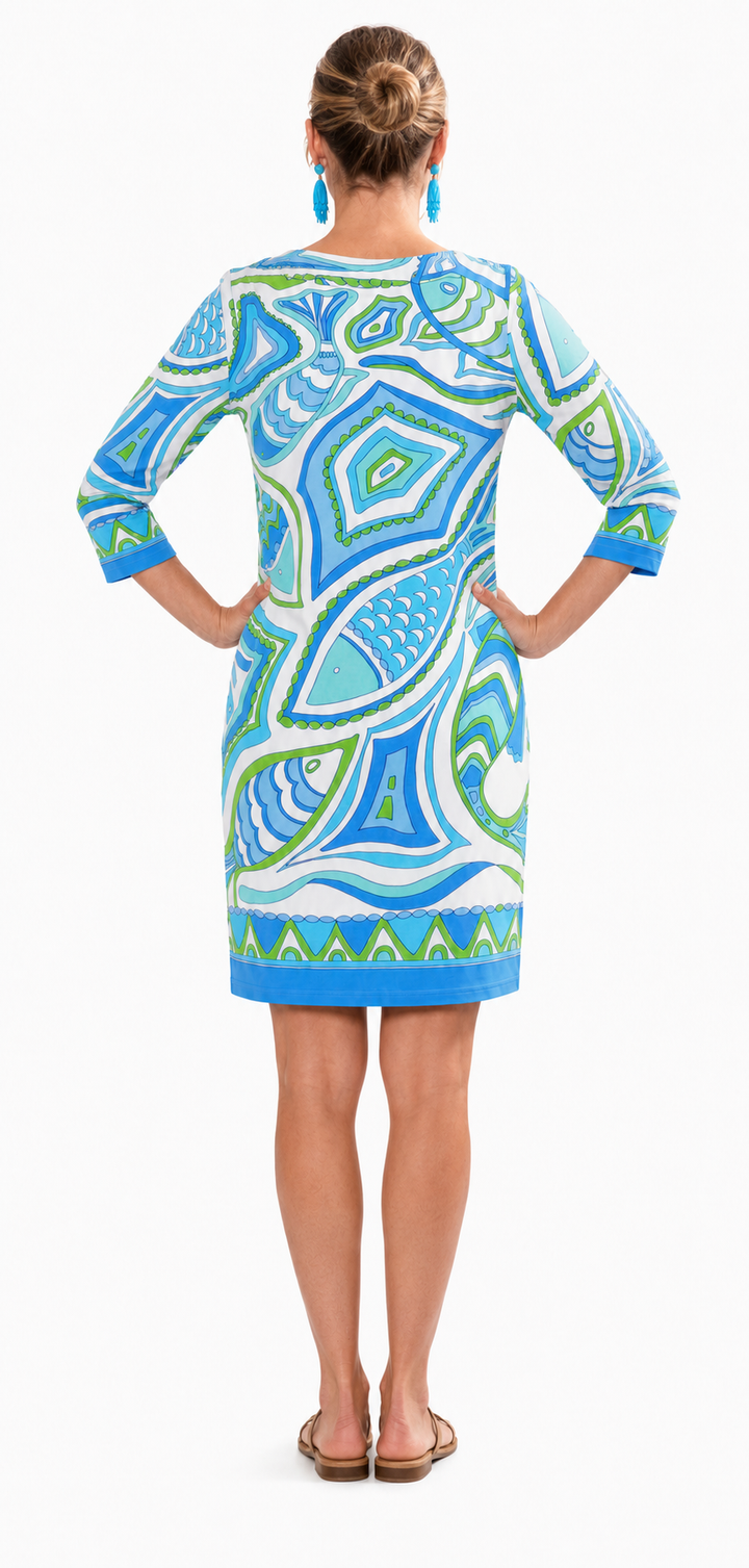 Engineered Knit Dress Boat Neck Style 240A37-B