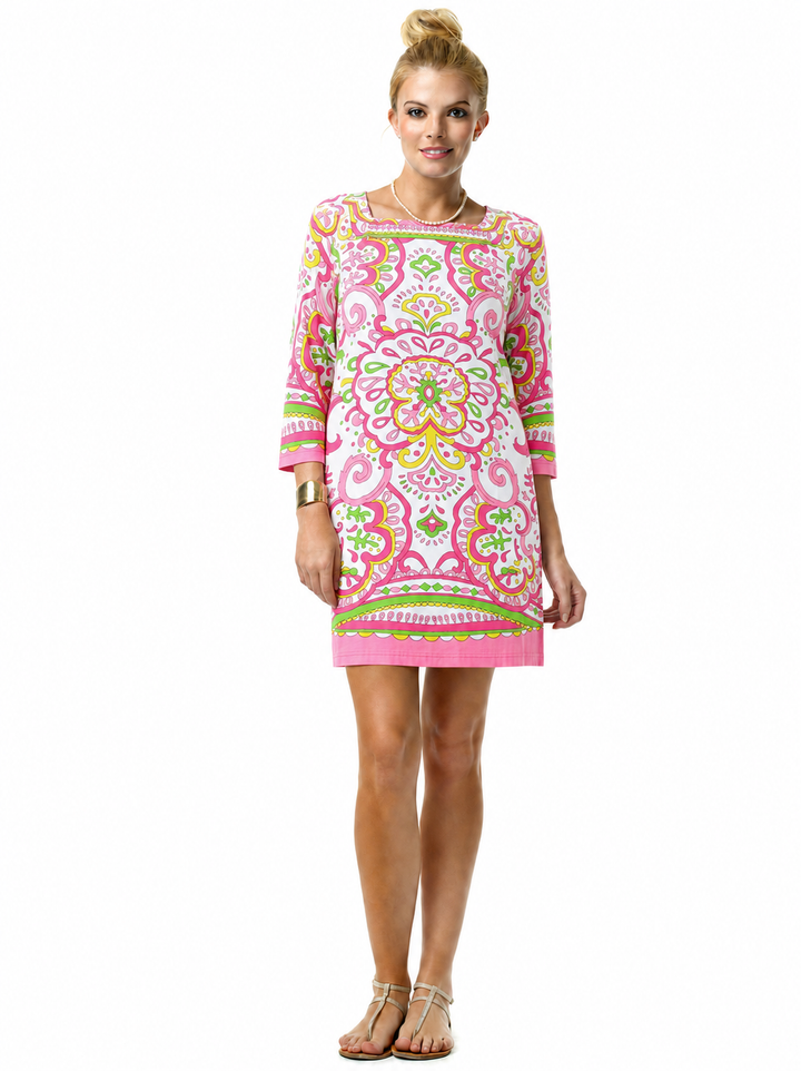 Engineered Knit Dress Boat Neck  Style 240A38-P